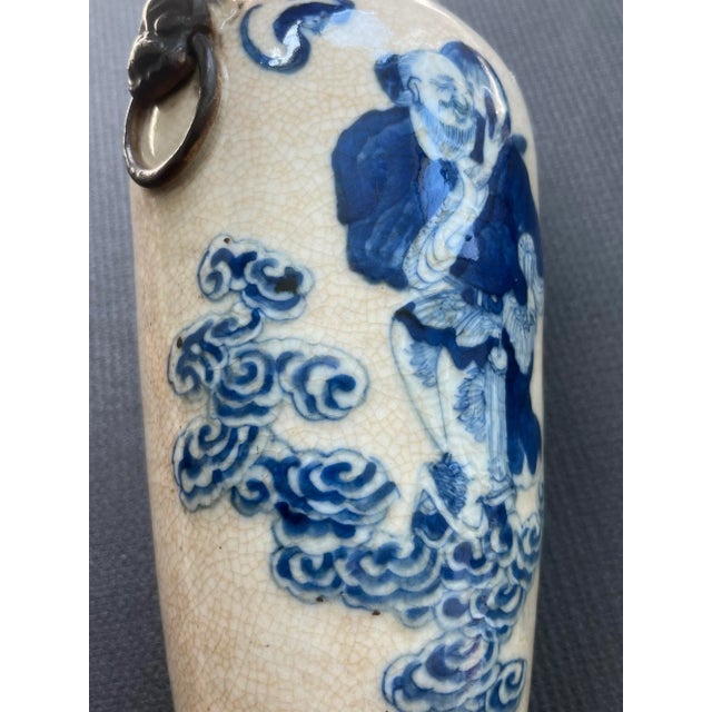 Late 19th Century Chinese Porcelain Vase With Sculpted Fu Dog Handles, C. 1880s For Sale - Image 4 of 12