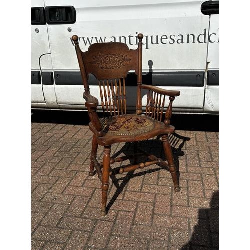 Antique Smokers Bow Fireside Chair. Sizes :- 97.5 cms tall, 59 cms wide, 46 cms seat height. Obviously an antique item, so...