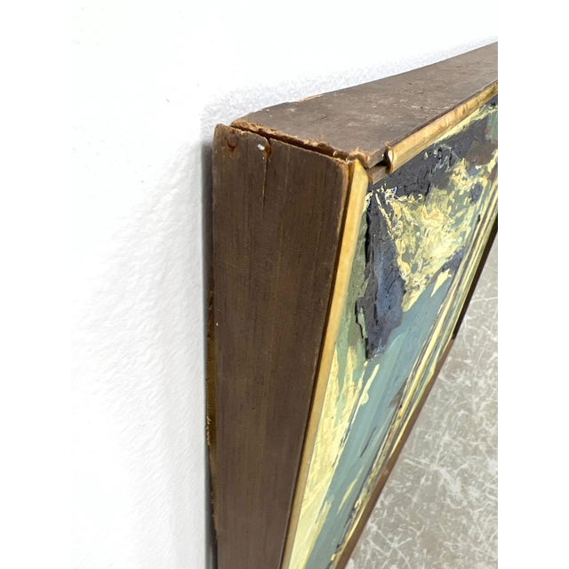 Blue Vintage MCM Large 47" Blue Abstract Modern Painting Signed Harris For Sale - Image 8 of 12