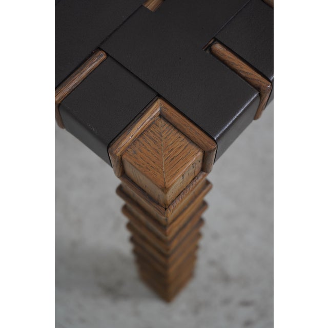 Animal Skin Theodore Alexander Castle Bromwich Leather Webbed Lamp Table For Sale - Image 7 of 12