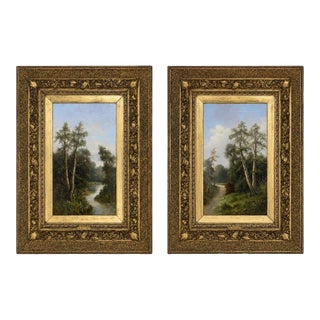 Late 19th Century Signed Ada Stone Landscape Paintings. United Kingdom - a Pair For Sale