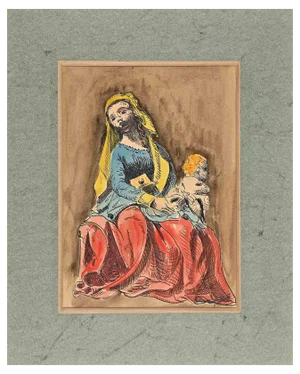 Woman with Child, Original Drawing, Mid 20th-Century