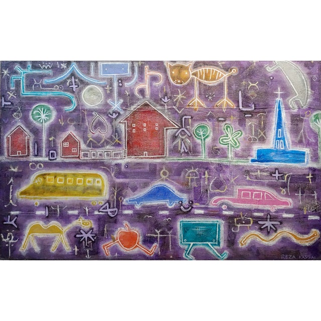 Reza Kassai -Chaotic Modern Society-Iranian Artist-Oil painting on canvas Expressionist oil painting & Mix Media on...