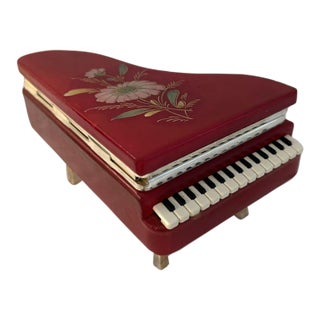 Mid-Century Ruby Red Alabaster Piano Trinket Box For Sale