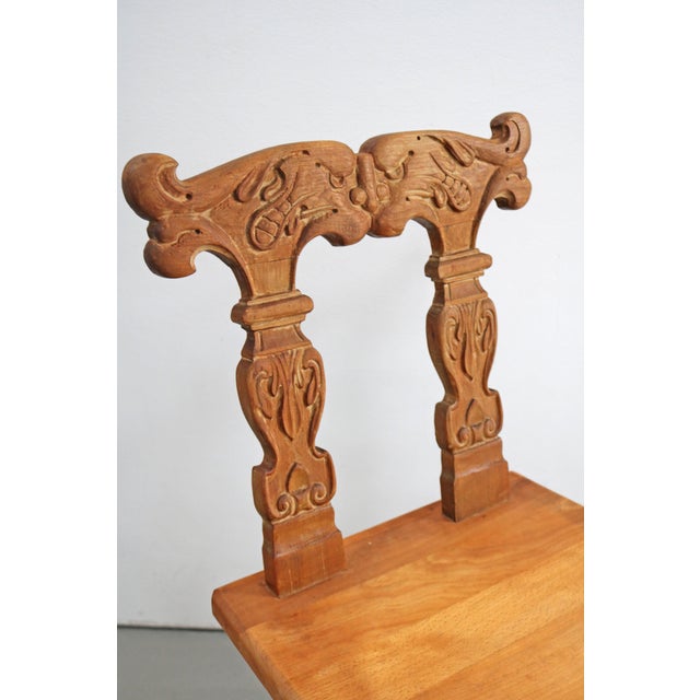 Wood Folk Art Plank Chair with Mythical Creatures, Italy, 1950 For Sale - Image 7 of 8
