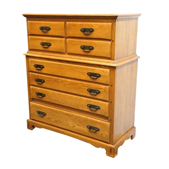 LINK TAYLOR Countryside Collection Solid Oak Early American Rustic 42" Chest on Chest 6606 48.5" High 42.25" Wide 19" Deep...