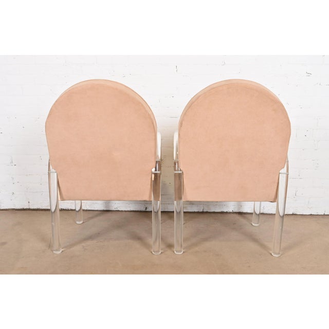 Tan Leon Rosen for Pace Collection Modern Art Deco Lucite Waterfall Armchairs, Pair For Sale - Image 8 of 12