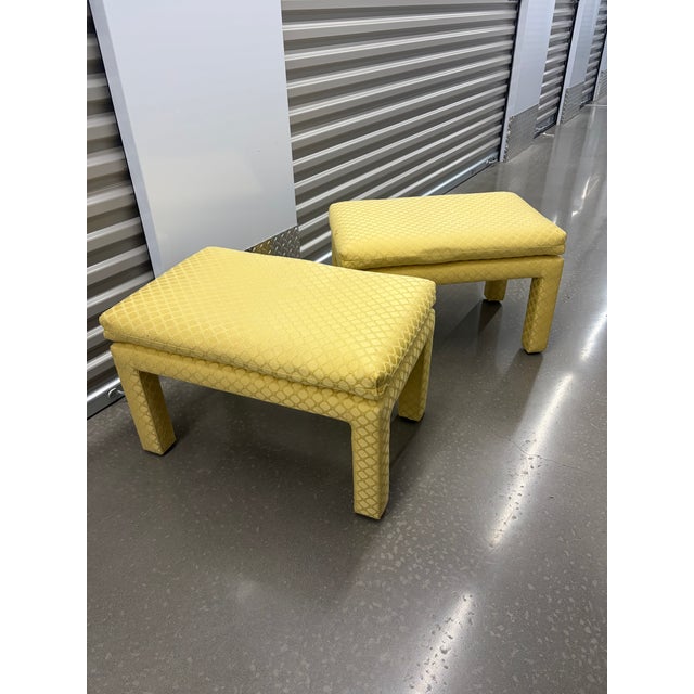 Mid-Century Modern Vintage Pair Drexel Parsons Style Benches For Sale - Image 3 of 3