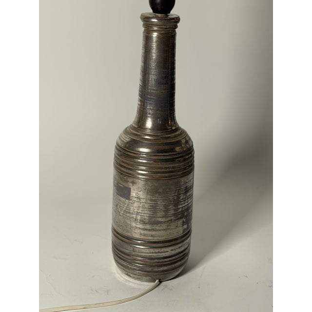 Large Stoneware Table Lamp in Silver Glaze by Bitossi for Bergboms, 1970s For Sale - Image 6 of 15