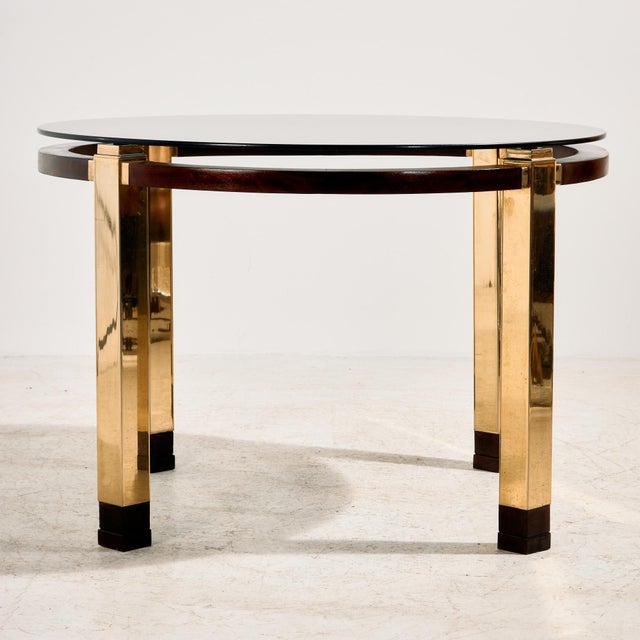 Vintage Mahogany and Brass Dining Table, 1970s For Sale - Image 11 of 11