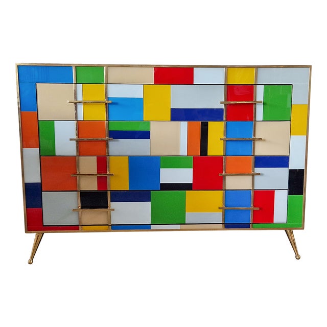 Vintage Chest of Drawers in Murano Glass, 1980s For Sale