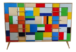 Vintage Chest of Drawers in Murano Glass, 1980s