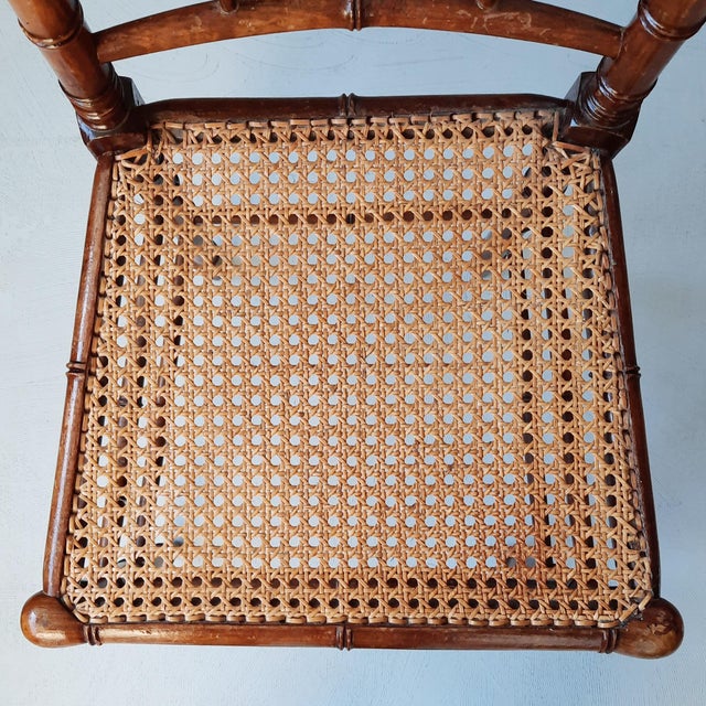 Side Chair in Rattan and Faux Bamboo, 1900s For Sale - Image 6 of 8