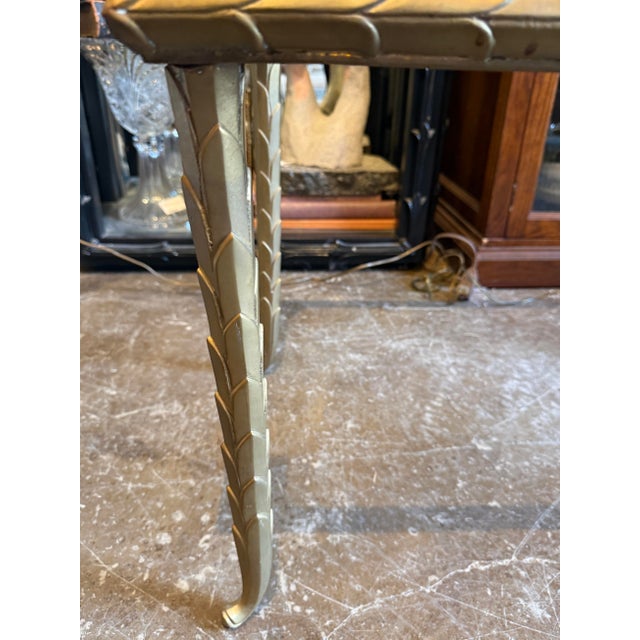 Brass Vintage Brass Coffee Table With Leaf Motif in the Style of Maison Jansen For Sale - Image 8 of 11
