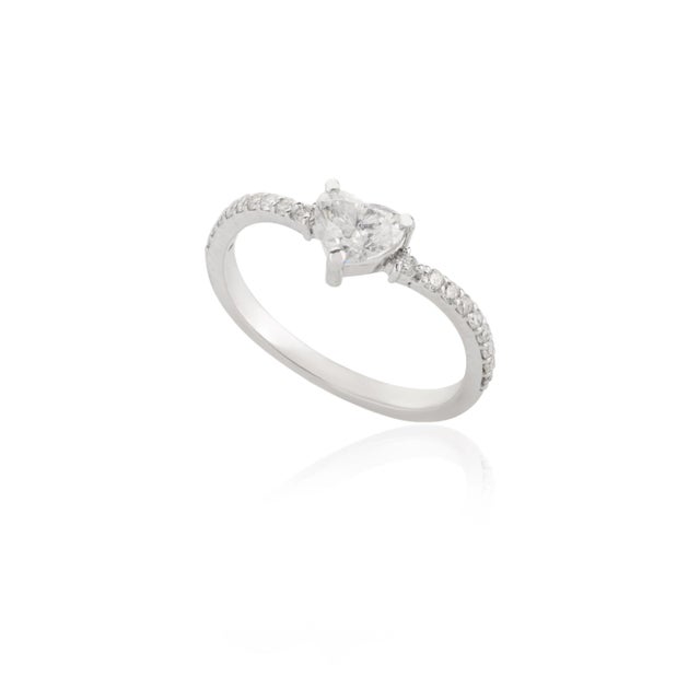 Not Yet Made - Made To Order 18k Gold Romantic Heart Cut Diamond Promise Ring Gift for Her Size 7 For Sale - Image 5 of 12