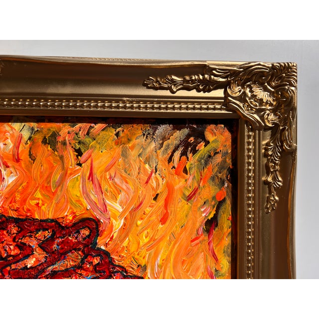 Abstract Textured Abstract Painting on Canvas by Serg Graff, "Endorphin", Coa, Gold Frame For Sale - Image 3 of 9