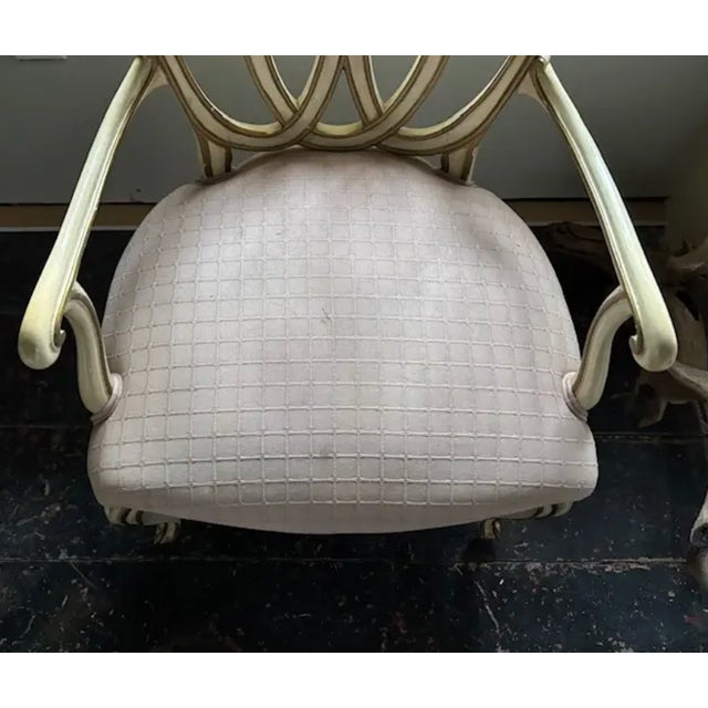 Wood Mid Century French Style Ribbon Back Arm Chair For Sale - Image 7 of 7