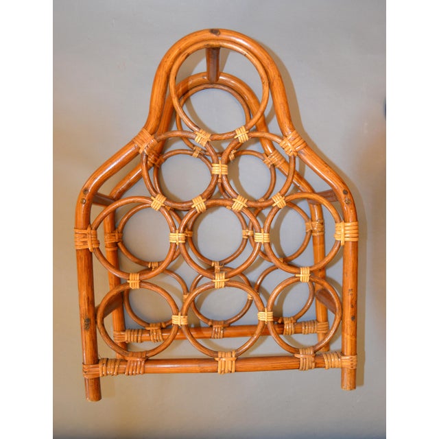 Boho Chic Bamboo and Rattan Nine Bottle Wine Rack, Wine Storage, Wine Basket For Sale In Miami - Image 6 of 11