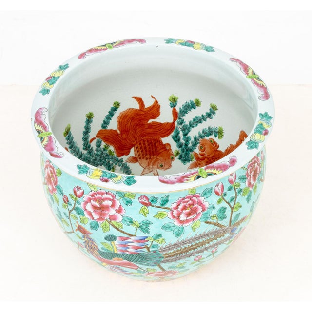 Chinese Chinese Famille Rose Porcelain Fish Bowl For Sale - Image 3 of 12