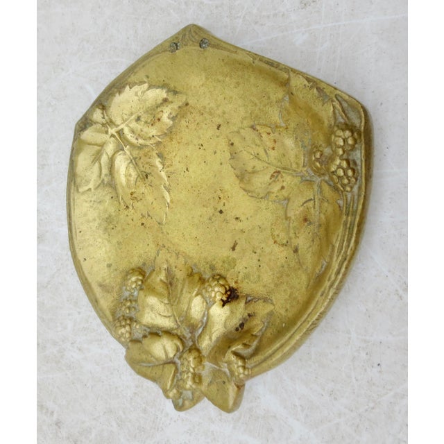 French Art Nouveau Bronze pin tray. Strawberry pattern in a shaped shallow tray, with three tiny feet on the bottom....