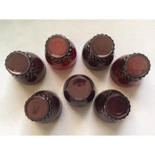 1940s Anchor Hocking Ruby Glass Pitcher & Juice Glasses Set- 8 Pieces For Sale In Jacksonville, FL - Image 6 of 13