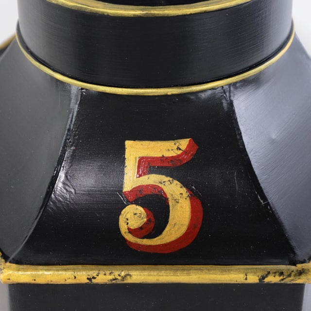 Chinoiserie Pair of Vintage English Export Chinoiserie Hexagonal Tea Caddy Table Lamps No. 5 & 6 For Sale - Image 3 of 15