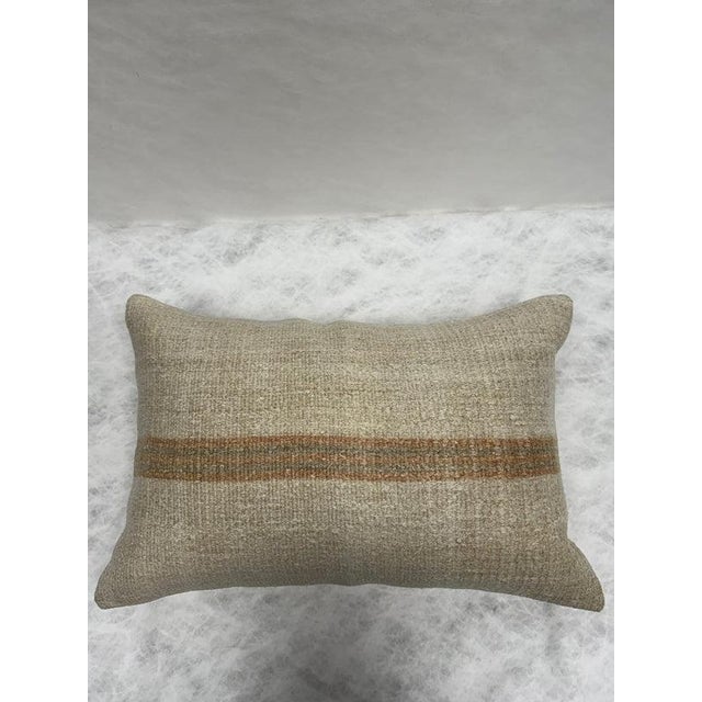 Turkish Hemp Pillow Cushion Natural Beige Brown Pillow Cushion Cover 16" x 24" For Sale - Image 4 of 4