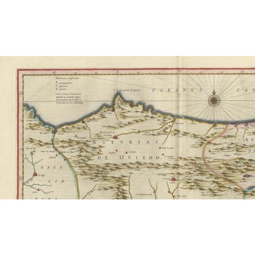 Paper Blaeu Map of León & Asturias Legionis Regnum, 1642 For Sale - Image 7 of 10