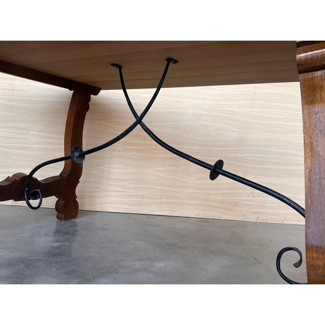 20th Dining or Console Table of Walnut with Lyre Legs and Heavy Top, Spain For Sale - Image 10 of 18