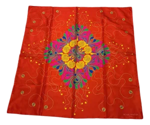 1980s Psychedelic Floral Design Silk Scarf by Jean Patou