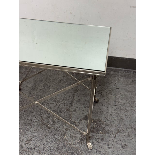 Metal Directoire Rectangular Mirrored Side Table For Sale - Image 7 of 12