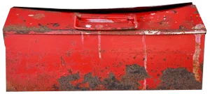 Vintage Industrial Patinated Red Metal Tool Box