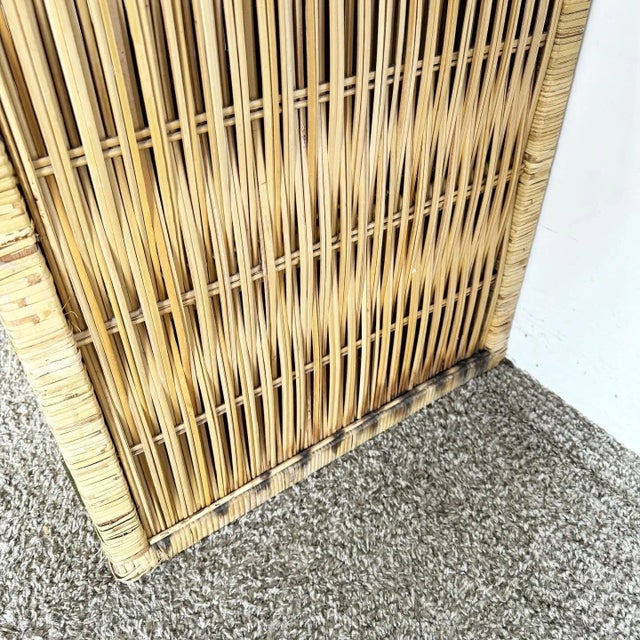 1980s Boho Chic Wicker and Rattan Cubic Cabinet Side Table/Nightstand For Sale - Image 5 of 10