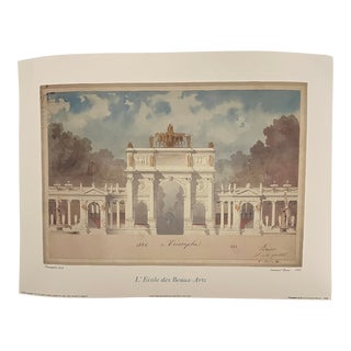 1980s Architectural Rendering Poster Arc De Triomphe After Artist Emanuel Brune 1863 For Sale