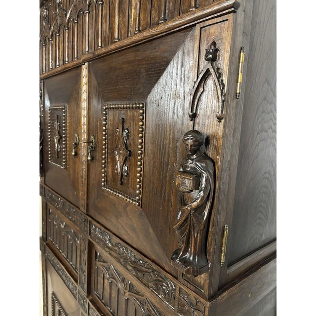 Gothic Revival Oak Cabinet, Early 20th Century For Sale - Image 6 of 15