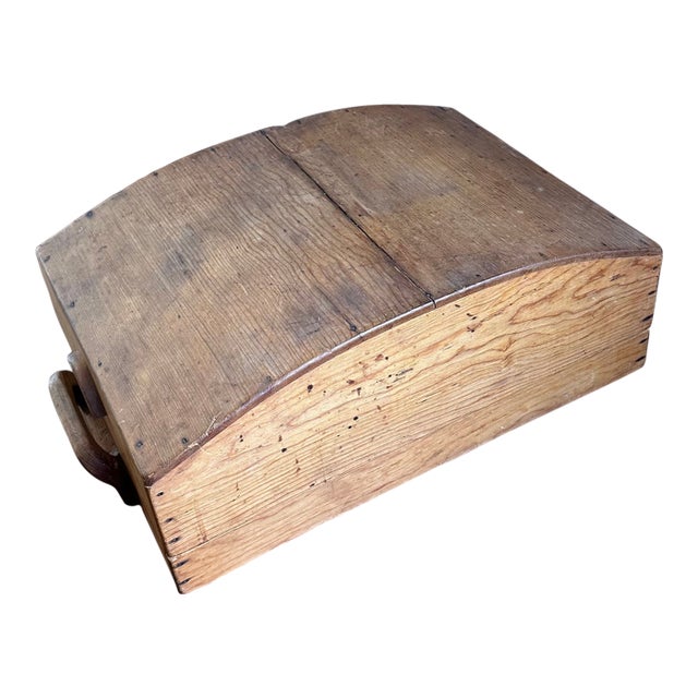 Vintage Handmade Rustic Wood Tray With Domed Cover For Sale