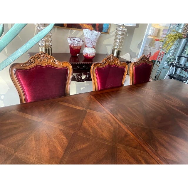 Chestnut Ethan Allen Dining Table, 8 Chairs, 2 Leaves For Sale - Image 8 of 11