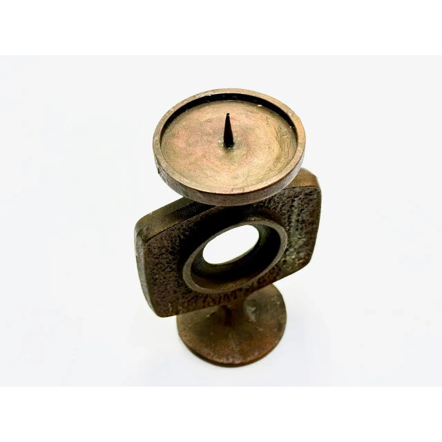 Modern Polish Brutalist Copper Candleholder, 1970s For Sale - Image 3 of 8