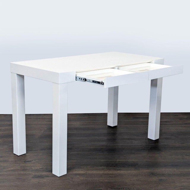 Contemporary West Elm White Minimalist Desk With Two Drawers For Sale - Image 3 of 10