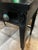 Up for consideration is a beautiful vintage simple black wooden desk on wheels with turquoise and silver knobs. This would...