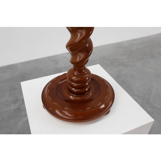 Wood French Art Deco Oak Side Table with Twisted Base, 1940s For Sale - Image 7 of 11