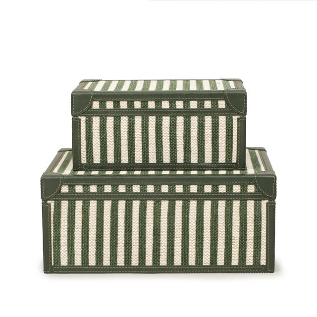 Boho Chic Kora Green Cotton Jute Jewelry Box Set For Sale - Image 3 of 8