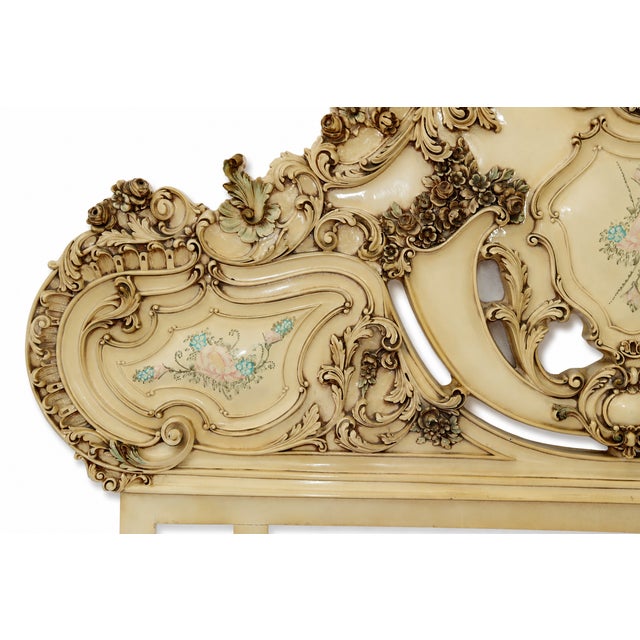 Wood Italian Antique Rococo Baroque King Size Headboard For Sale - Image 7 of 8