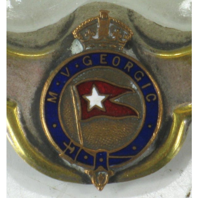 Early 20th Century Dish Plate M.V. Georgic (1932) White Star Line (Crest) Silver Plate Glass Shell For Sale - Image 5 of 16