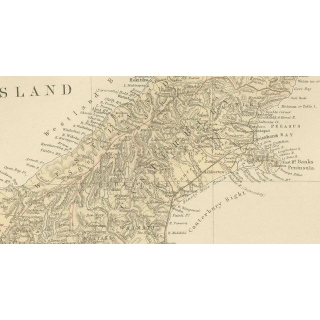 Antique Map of New Zealand with Inset of Auckland, 1882 For Sale - Image 4 of 8
