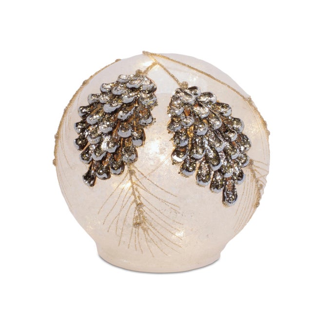 2020s LED Frosted Pine Cone Globe (Set of 2) For Sale - Image 5 of 5