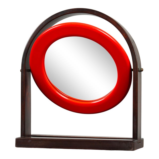 SP63 Sandretta Table Mirror in Red Lacquered Wood by Ettore Sottsass for Poltronova, 1966 For Sale - Image 13 of 18