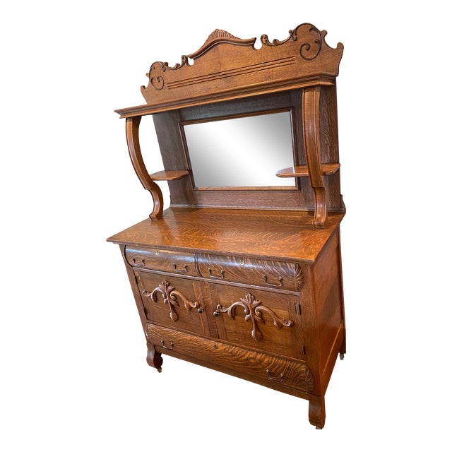 Antique Victorian Tiger Sawn/Quarter Sawn Oak Sideboard Chairish