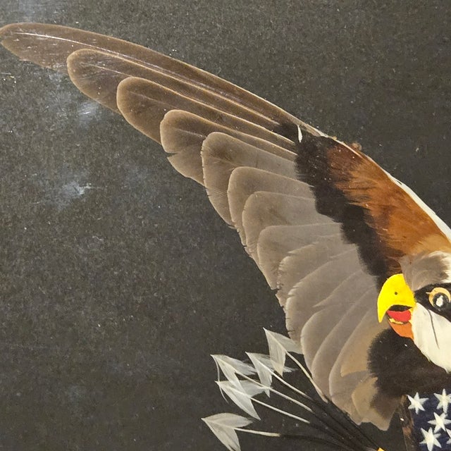 Antique Victorian Feather Art American Federal Patriotic Eagle & Flag Untouched Estate Condition C. 1880-1900 For Sale - Image 9 of 18