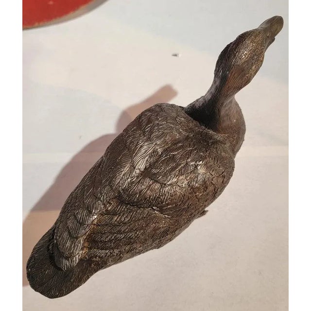 Rustic Early 20thc Brass Duck Ornament For Sale - Image 3 of 7